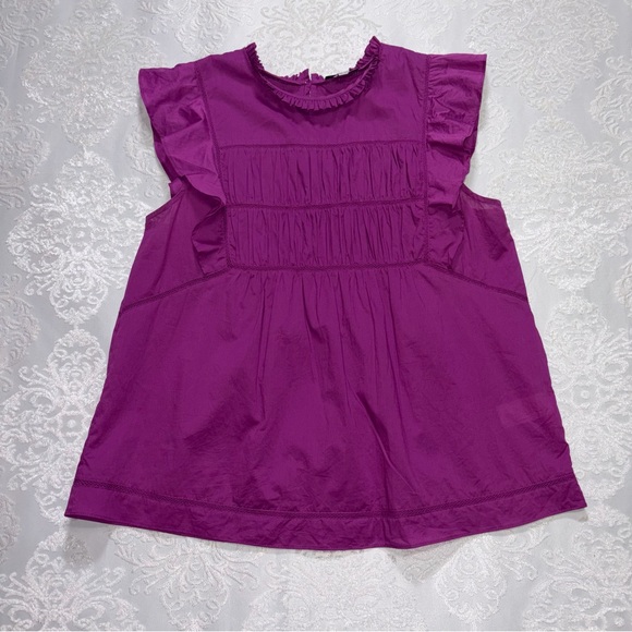 Rails Filomena Ruffle Smocked Sleeveless Top In Berry Size Small - Picture 8 of 10